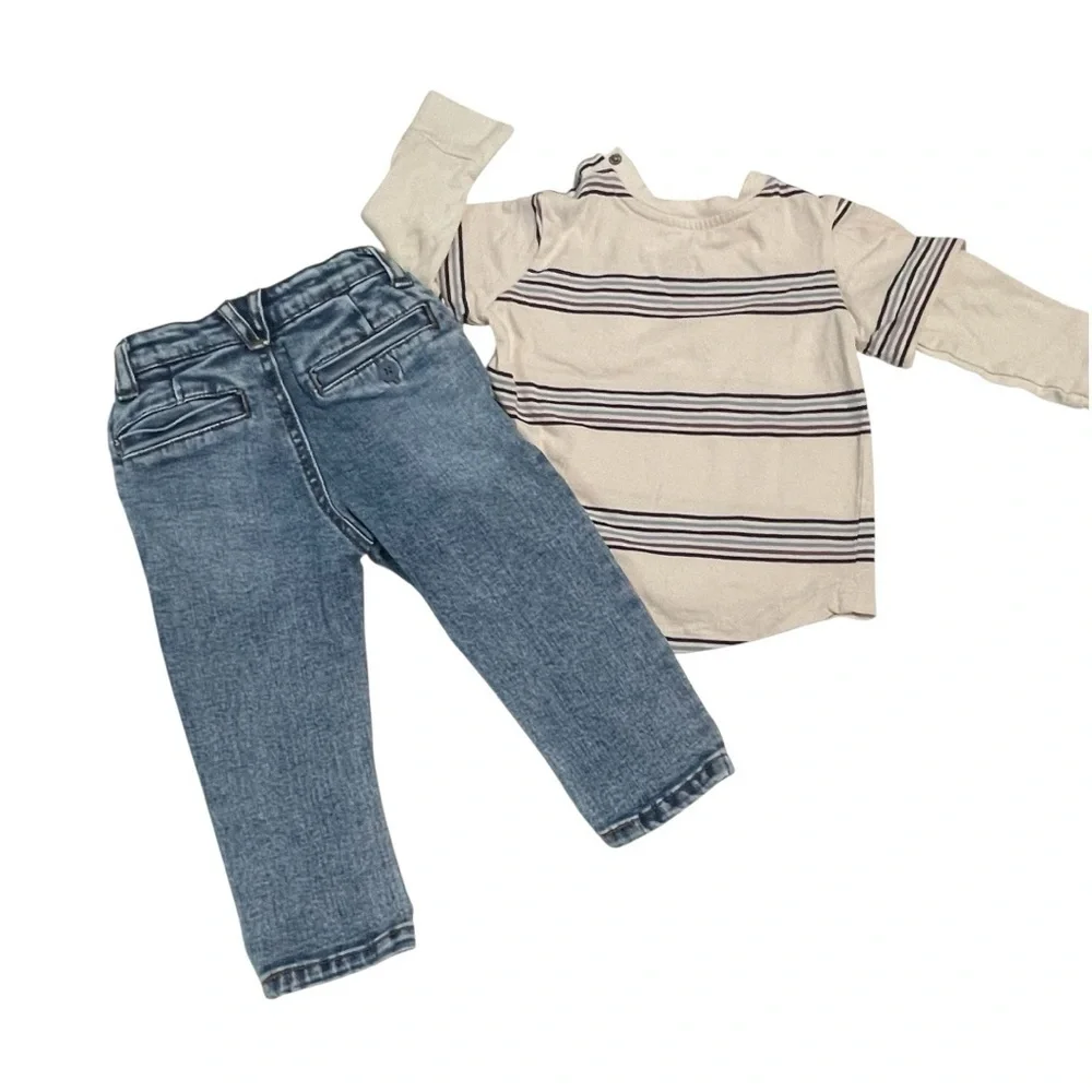 VOLCOM Jeans & Cream and Blue Striped Shirt Matching Set